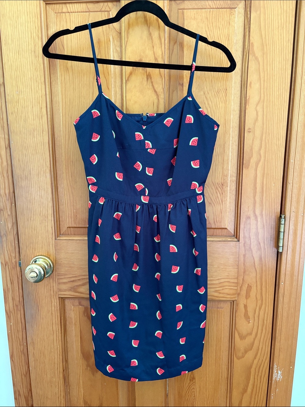 NWT J. Crew Navy Mini Dress with Watermelon Print